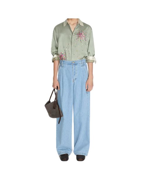 dries van noten Jeans plissettati penning den DRIES VAN NOTEN | 261-020940-3385514 LIGHT BLUE